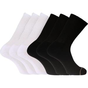 DOCKERS Men’s Performance Socks – 3-Pairs and 6-Pairs Athletic and Dress Crew Socks for Men(White/Black (6 Pairs))