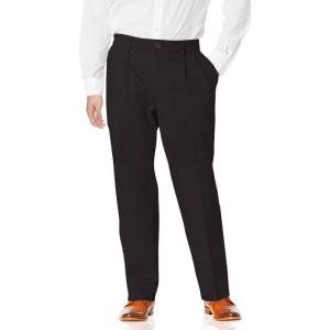 DOCKERS Mens Relaxed Fit Signature Khaki Lux Cotton Stretch Pants – Pleated(Black)