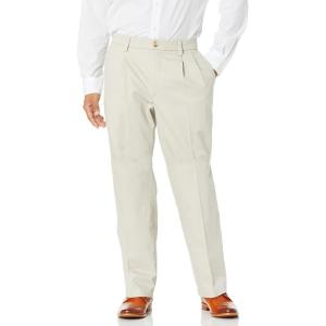 DOCKERS Mens Relaxed Fit Signature Khaki Lux Cotton Stretch Pants – Pleated(Cloud)
