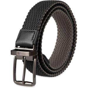 DOCKERS Men’s Reversible Stretch Fabric Belt – Spring/Summer Belt, Golf Belt(Black/Gray)