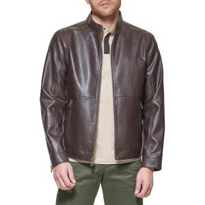 DOCKERS Men’s The Dylan Faux Leather Racer Jacket(Dark Brown)