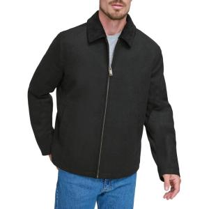 DOCKERS Men’s Wool Blend Zip Up Jacket with Quilted Bib(Black (Without Bib))