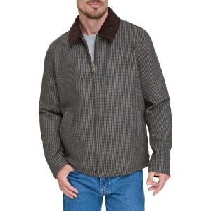 DOCKERS Men’s Wool Blend Zip Up Jacket with Quilted Bib(Houndstooth (Without Bib))