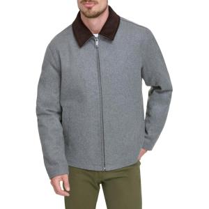 DOCKERS Men’s Wool Blend Zip Up Jacket with Quilted Bib(Light Grey (Without Bib))