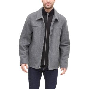 DOCKERS Men’s Wool Blend Zip Up Jacket with Quilted Bib(Light Grey/Softshell Bib)