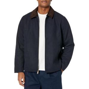 DOCKERS Men’s Wool Blend Zip Up Jacket with Quilted Bib(Navy (Without Bib))