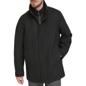 DOCKERS Mens Wool Melton Two Pocket Full Length Duffle Coat(Black)