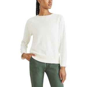 DOCKERS Women’s Classic Fit Brushed Terry Icon Sweatshirt(Egret Cream)