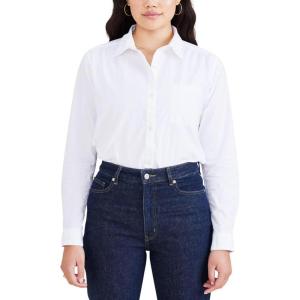 DOCKERS Womens Regular Favorite Long Sleeve Collared Shirt(Lucent White (Poplin))
