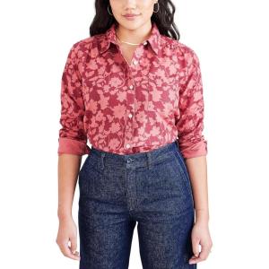 DOCKERS Womens Regular Favorite Long Sleeve Collared Shirt(Ringtone Tibetan Red (Flannel))