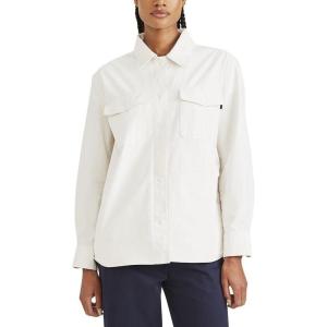 DOCKERS Womens Relaxed Fit Long Sleeve Shirt Jacket(Egret Cream (Canvas))