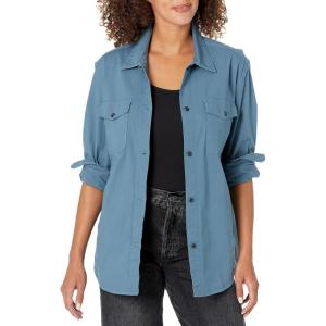DOCKERS Womens Relaxed Fit Long Sleeve Shirt Jacket((New) Blue Fusion (Canvas))