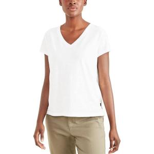 DOCKERS Womens Slim Fit Short Sleeve Favorite V-Neck Tee Shirt(Lucent White)