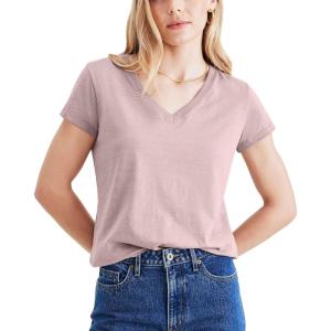 DOCKERS Womens Slim Fit Short Sleeve Favorite V-Neck Tee Shirt(Purple Dove)