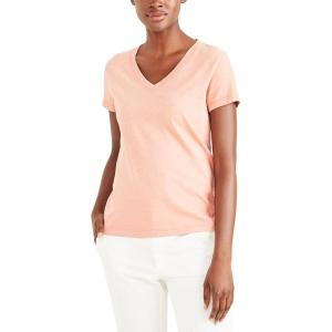 DOCKERS Womens Slim Fit Short Sleeve Favorite V-Neck Tee Shirt(Rose Dawn)