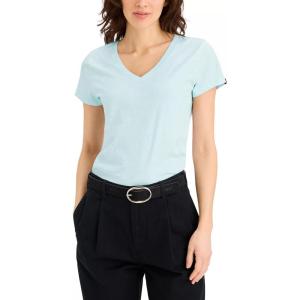 DOCKERS Womens Women’s Favorite Tee V-Neck Slim Fit(Ice Water)