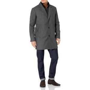 DOCKERS mens Henry Wool Blend Top Coat (Regular and Big & Tall Sizes)(Charcoal Herringbone)