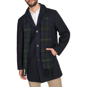 DOCKERS mens The Henry Wool Blend Top Coat(Navy With Scarf)