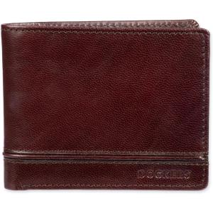 Dockers Men’s Bifold Leather Wallet – Thin Slimfold RFID Blocking Security Smart Extra Capacity(Cordovan)