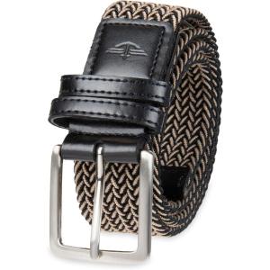 Dockers Men’s Casual Everyday Braided Fabric Fully Adjustable Web Belt(Black/Khaki Web)