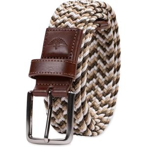 Dockers Men’s Casual Everyday Braided Fabric Fully Adjustable Web Belt(Brown/Beige/Cream)