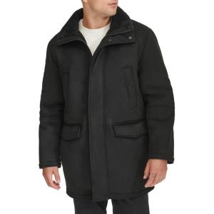 Dockers Men’s Faux Shearling Walking Coat, Black