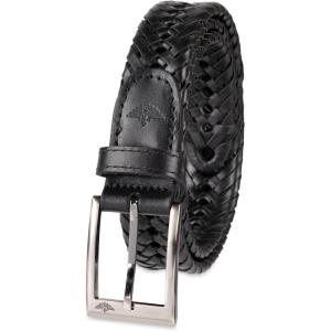 Dockers Men’s Leather Braided Fully Adjustable Belt(Black Silver Buckle)
