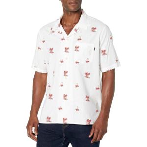 Dockers Men’s Regular Fit Short Sleeve Camp Collar Shirt(Red – Print)