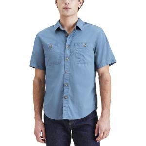 Dockers Men’s Regular Fit Short Sleeve Utility Shirt(Oceanview Blue- Solid (Ripstop))