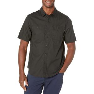 Dockers Men’s Regular Fit Short Sleeve Utility Shirt(Pirate Black – Solid (Rip Stop))