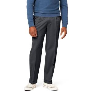 Dockers Mens Relaxed Fit Comfort Khaki Pants – Pleated(Dark Charcoal Heather)