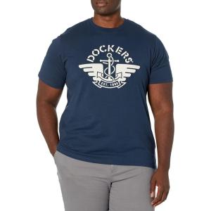 Dockers Men’s Slim Fit Short Sleeve Graphic Tee Shirt – Legacy (Standard and Big & Tall)(Navy Logo)