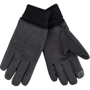 Dockers Men’s Warm Fabric Winter Gloves with Smartphone Touchscreen Capability(Charcoal Wool)