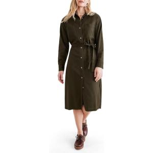 Dockers Women’s Relaxed Fit Long Sleeve Dress(Forest Night Green)