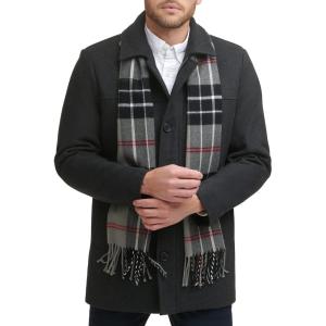 Dockers mens Weston Wool Blend Coat With Scarf (Regular and Big & Tall)(Charcoal/Light Grey Scarf)