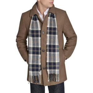 Dockers mens Weston Wool Blend Coat With Scarf (Regular and Big & Tall)(Chocolate/Light Grey Scarf)