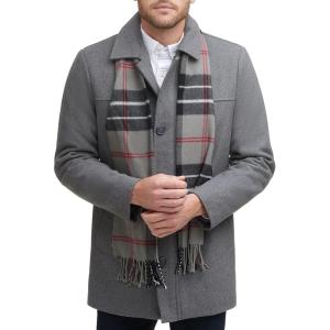 Dockers mens Weston Wool Blend Coat With Scarf (Regular and Big & Tall)(Light Grey)