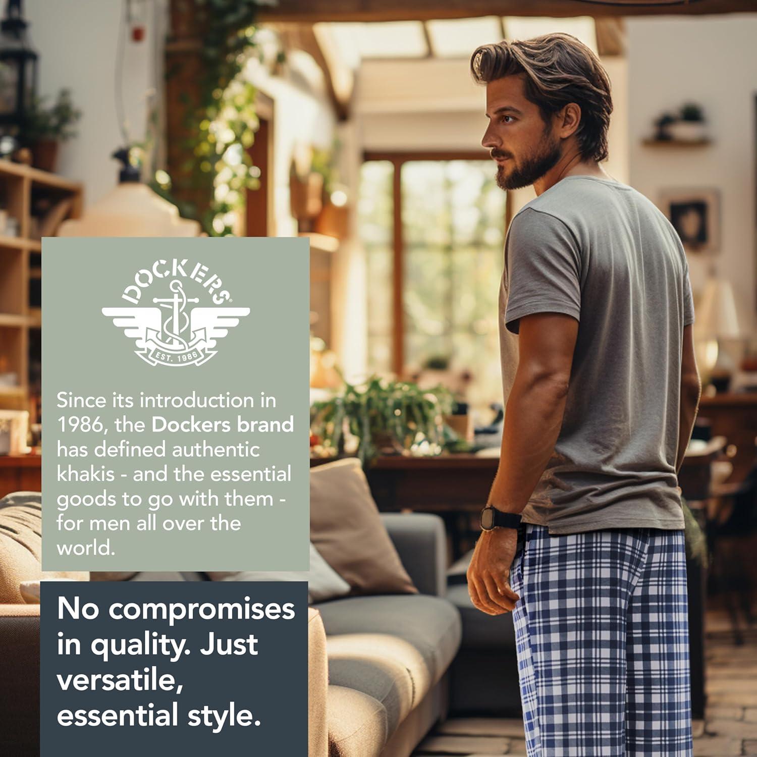 imageDOCKERS Fleece Pajama Pants for Men 2 Pack Lounge Sleepwear PJs with PocketsAsst 1