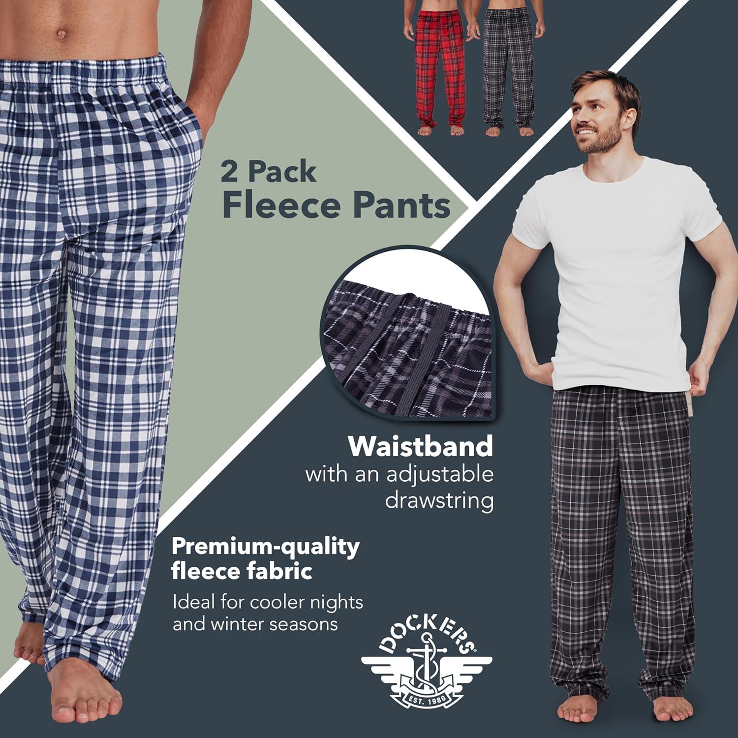imageDOCKERS Fleece Pajama Pants for Men 2 Pack Lounge Sleepwear PJs with PocketsAsst 2