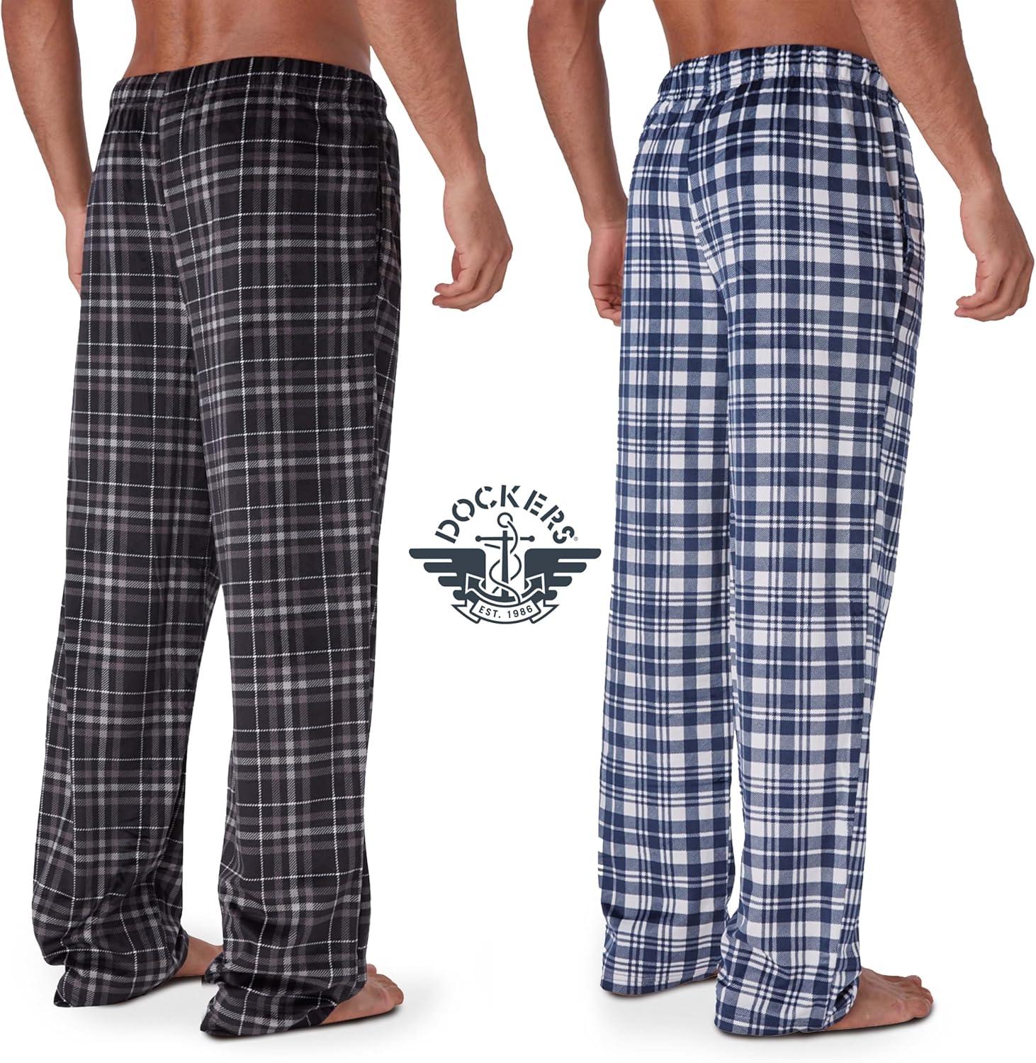 imageDOCKERS Fleece Pajama Pants for Men 2 Pack Lounge Sleepwear PJs with PocketsAsst 2