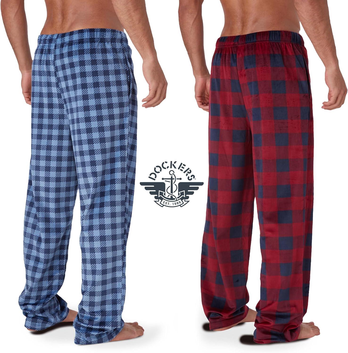 imageDOCKERS Fleece Pajama Pants for Men 2 Pack Lounge Sleepwear PJs with PocketsAsst 3