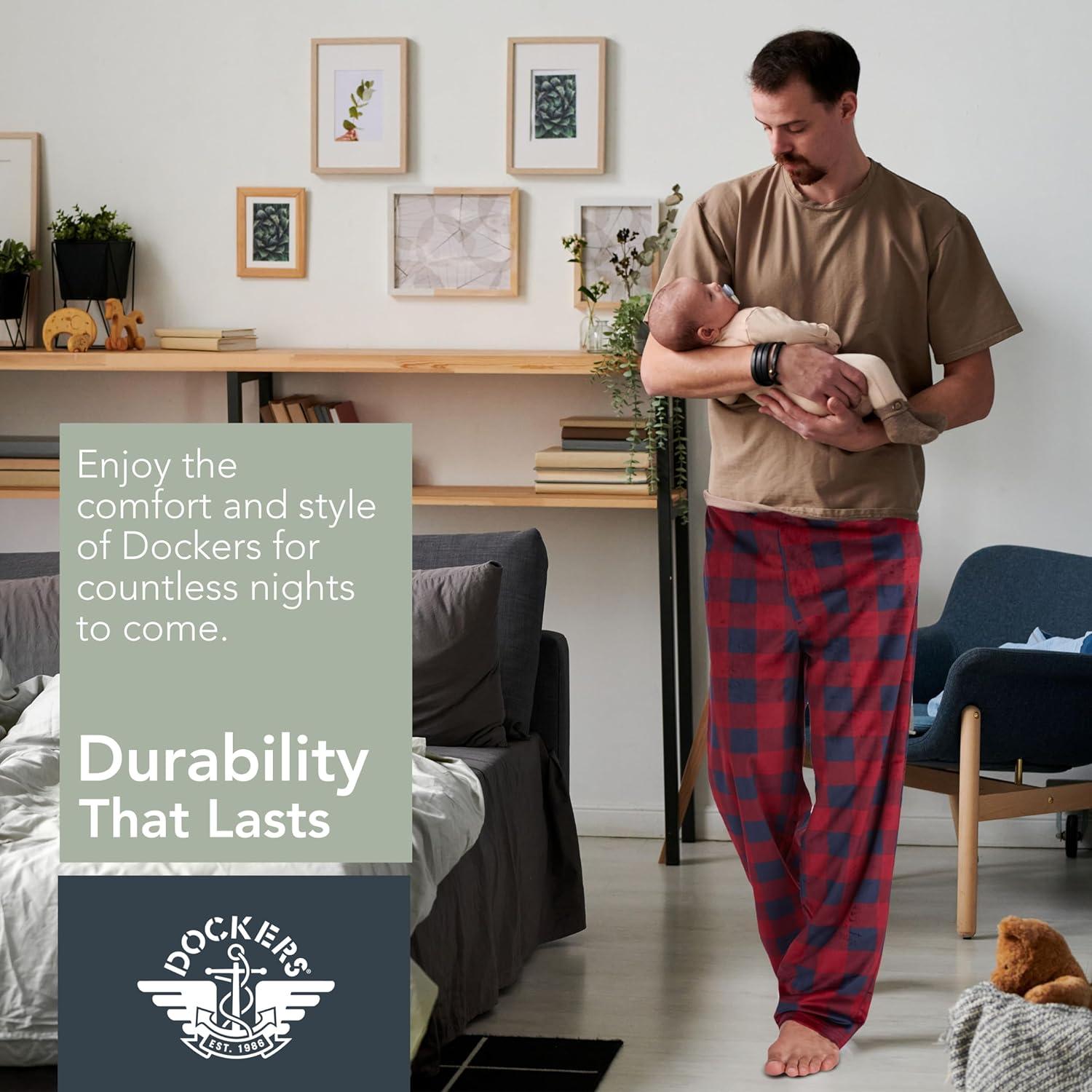 imageDOCKERS Fleece Pajama Pants for Men 2 Pack Lounge Sleepwear PJs with PocketsAsst 3