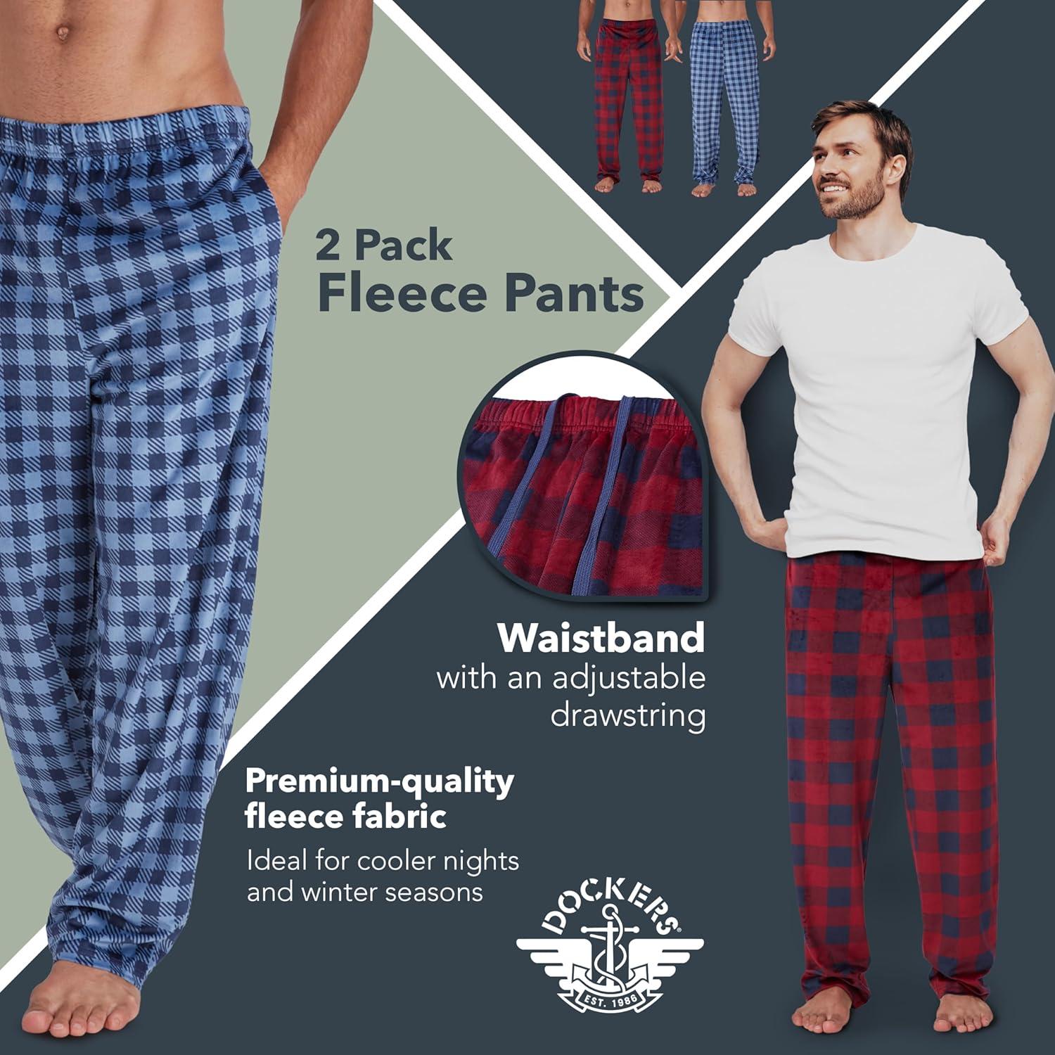 imageDOCKERS Fleece Pajama Pants for Men 2 Pack Lounge Sleepwear PJs with PocketsAsst 3