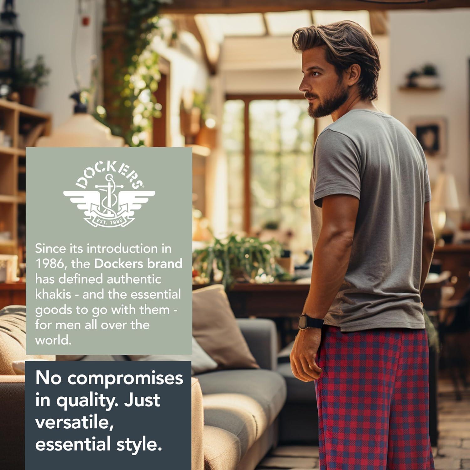 imageDOCKERS Fleece Pajama Pants for Men 2 Pack Lounge Sleepwear PJs with PocketsAsst 4