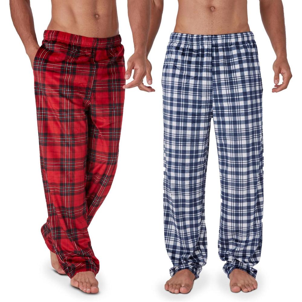 imageDOCKERS Fleece Pajama Pants for Men 2 Pack Lounge Sleepwear PJs with PocketsAsst 1