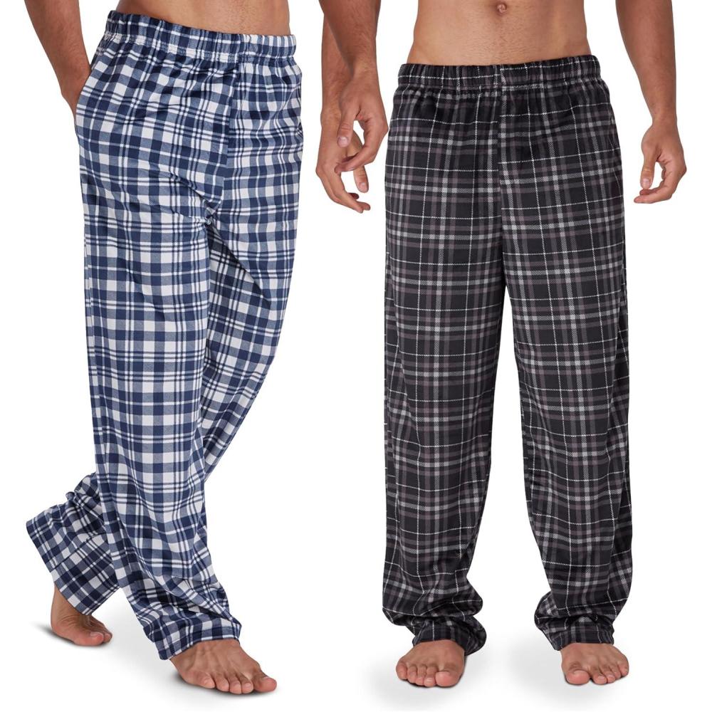 imageDOCKERS Fleece Pajama Pants for Men 2 Pack Lounge Sleepwear PJs with PocketsAsst 2
