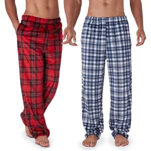 DOCKERS Fleece Pajama Pants for Men, 2 Pack Lounge Sleepwear PJs with Pockets(Asst 1)