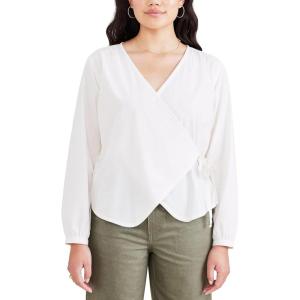 DOCKERS Womens Regular Fit Long Sleeve Flowy Blouse Shirt(Ava Egret White (Poplin))