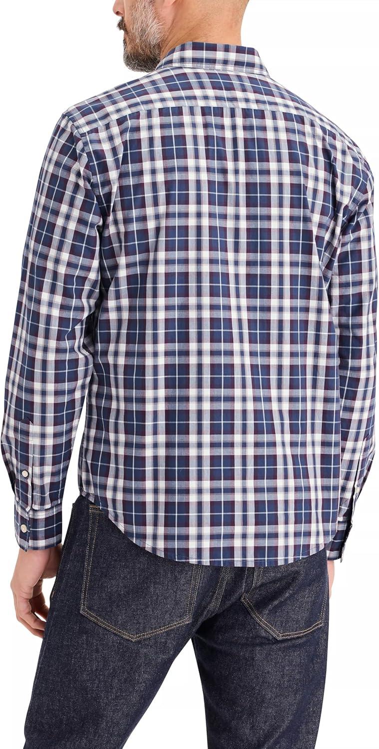 imageDockers Mens Regular Fit Long Sleeve Casual Shirt Regular and Big ampamp TallDeckerson Poplin Ocean Blue Plaid