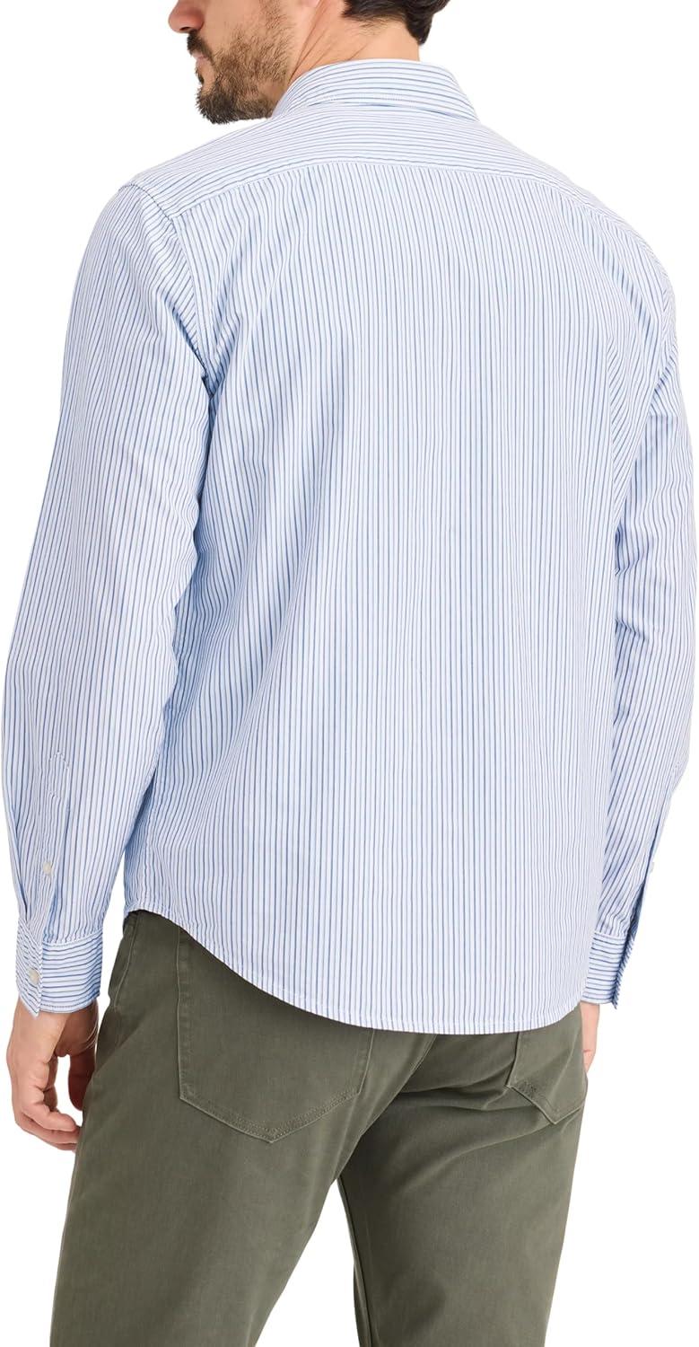 imageDockers Mens Regular Fit Long Sleeve Casual Shirt Regular and Big ampamp TallErwin Poplin Bel Air Blue Stripe